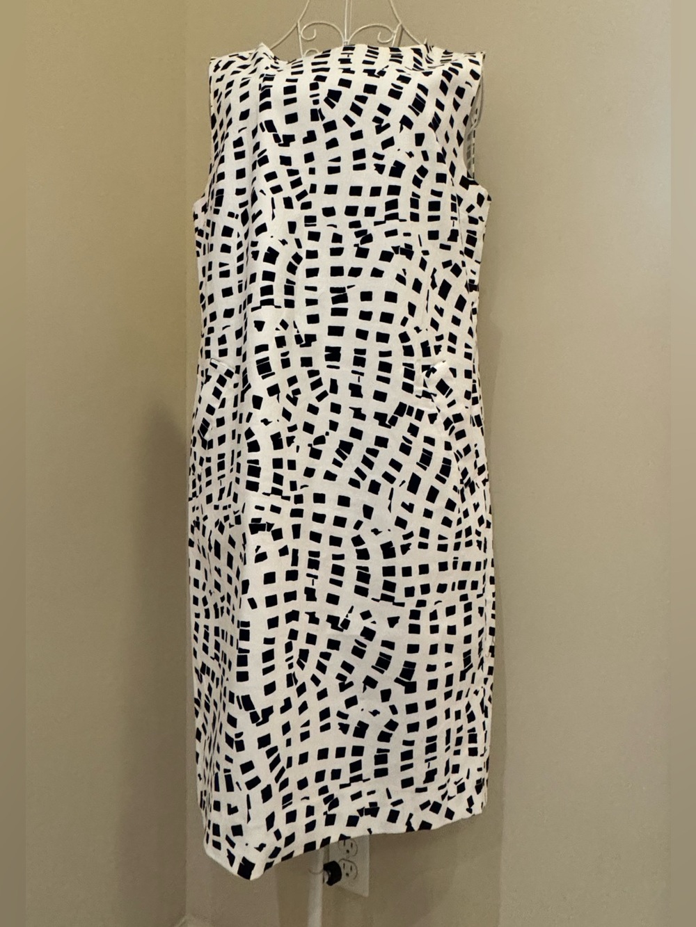 Oscar de la Renta Classic Sleeveless Navy & White Shift  Mini Dress Size 12